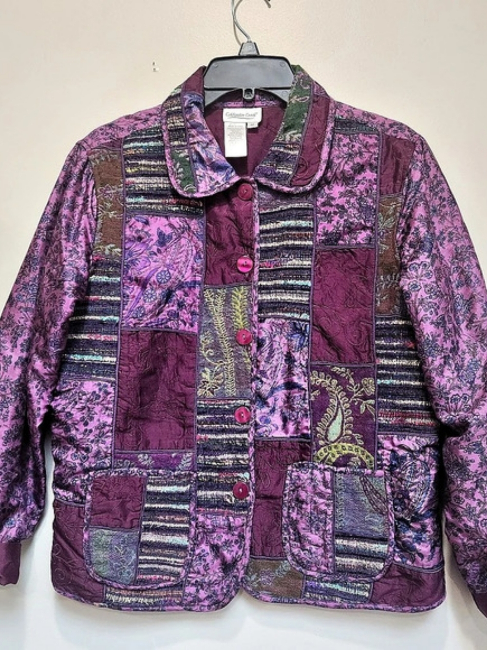 Coldwater Creek Patchwork Floral Jacket in Purple & Pink Size Medium